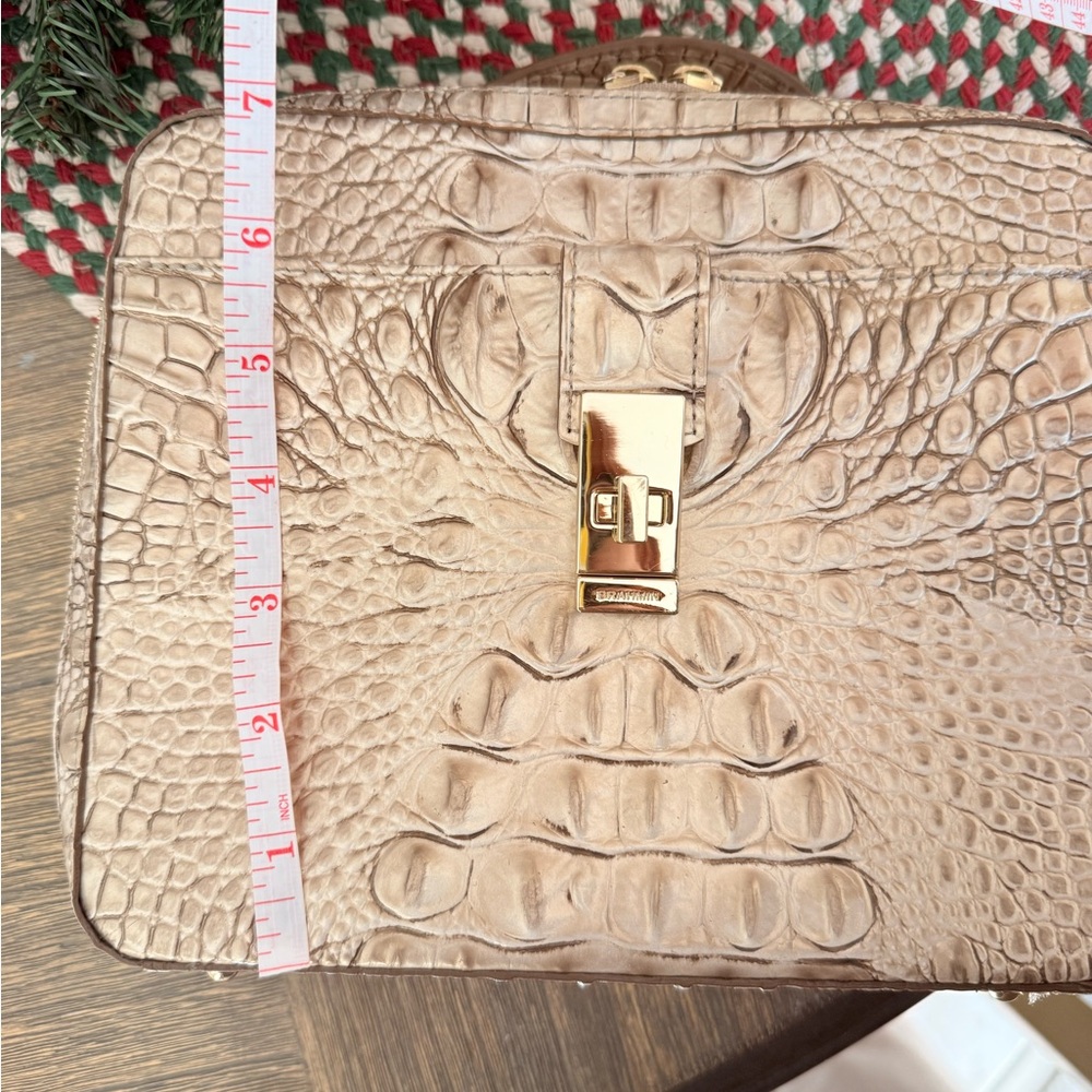 Brahmin Evie Crocodile-Embossed Crossbody Bag in Cream - Picture 9 of 10